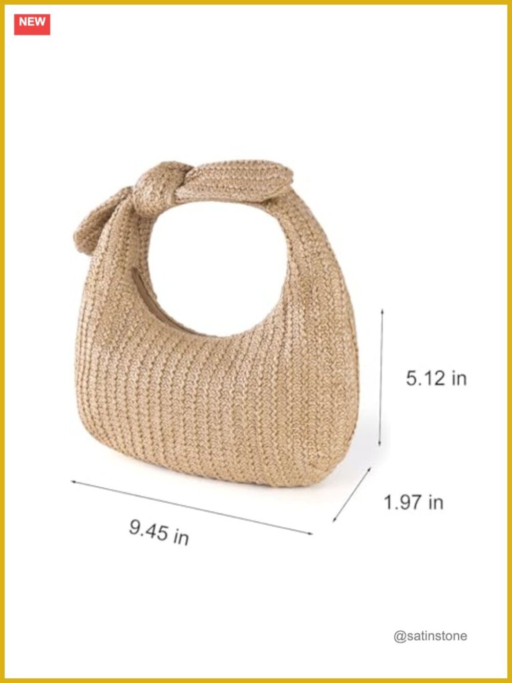 Woven Straw Clutch Purse Pleated Handbag Shoulder Crossbody Bag - Picture 7 of 7